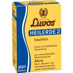 Gelbe Packung mit Heilerde-Pulver für Haut- und Gelenkbehandlung.